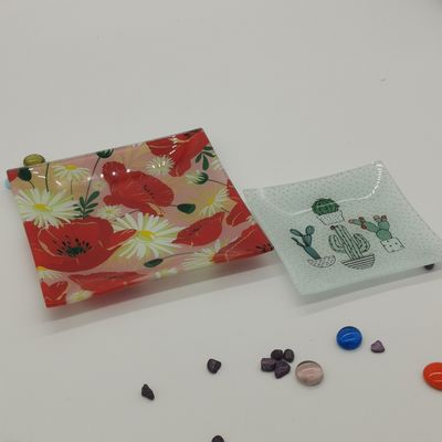 คุณภาพ Customize Color Ins Cactus Square Glass Dinner Plates โรงงาน