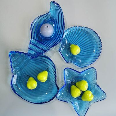 คุณภาพ Ocean Series Sea Shell Blue Glass Charger Plate For Dessert โรงงาน