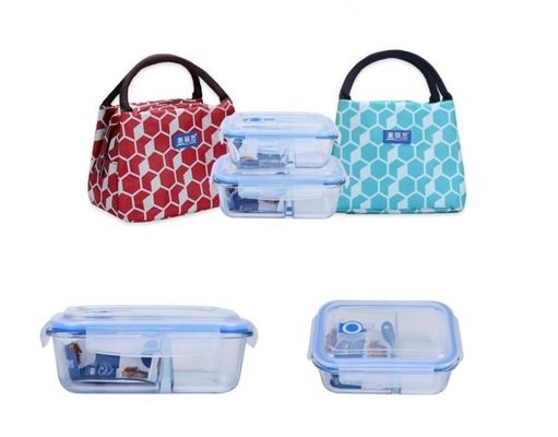 คุณภาพ Borosilicate Pressed Glass Lunch Boxes With Locking Lids โรงงาน