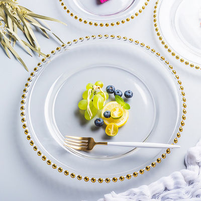 คุณภาพ Gold Decorated Glass Charger Plates โรงงาน