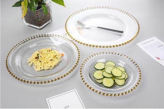 คุณภาพ Gold Decorated Glass Charger Plates โรงงาน