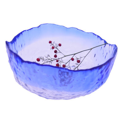 คุณภาพ Hammered Pattern Irregular Shape Crystal Salad Serving Bowl โรงงาน