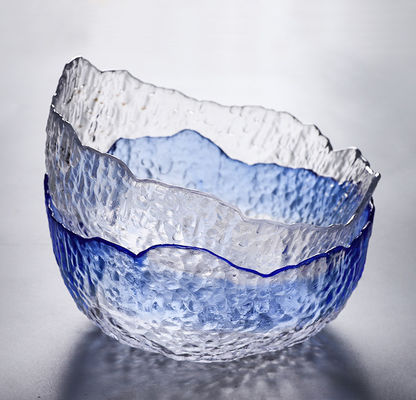 คุณภาพ Hammered Pattern Irregular Shape Crystal Salad Serving Bowl โรงงาน