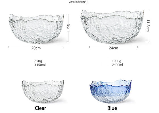 คุณภาพ Hammered Pattern Irregular Shape Crystal Salad Serving Bowl โรงงาน