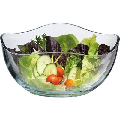 คุณภาพ Transparent Durable Wave Rim Glass Charger Plates , Fruit Salad Glass Bowl โรงงาน