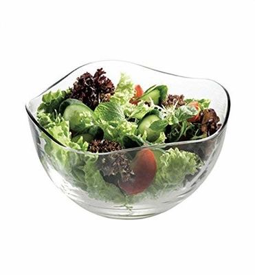 คุณภาพ Transparent Durable Wave Rim Glass Charger Plates , Fruit Salad Glass Bowl โรงงาน