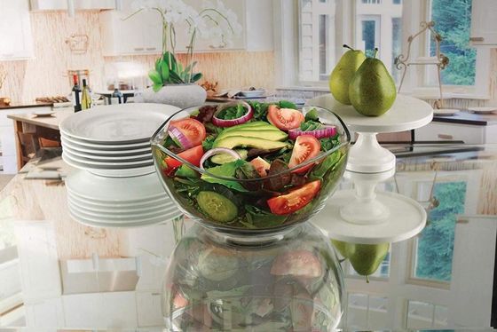 คุณภาพ Transparent Durable Wave Rim Glass Charger Plates , Fruit Salad Glass Bowl โรงงาน