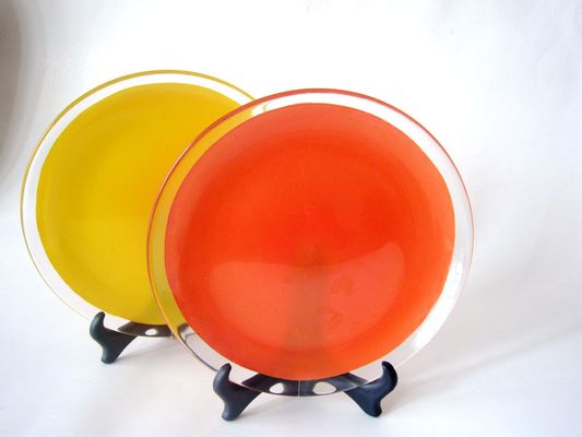 คุณภาพ 10 Inch Transparent Edge Tinting Color Glass Charger Plates โรงงาน