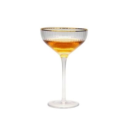 คุณภาพ Customize Gold Rim Optical Stripes Crystal Cocktail Glasses โรงงาน