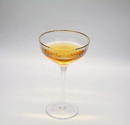 คุณภาพ Customize Gold Rim Optical Stripes Crystal Cocktail Glasses โรงงาน