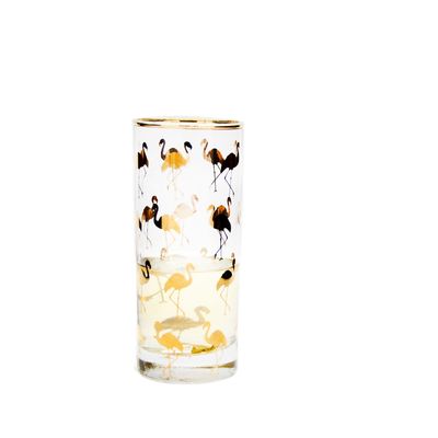 คุณภาพ Golden Flamingo Printed Crystal Highball Glasses For Restaurant โรงงาน