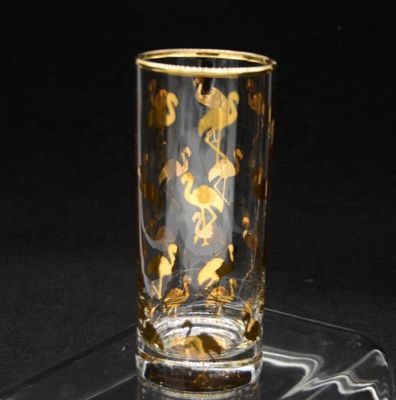 คุณภาพ Golden Flamingo Printed Crystal Highball Glasses For Restaurant โรงงาน