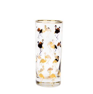 คุณภาพ Golden Flamingo Printed Crystal Highball Glasses For Restaurant โรงงาน