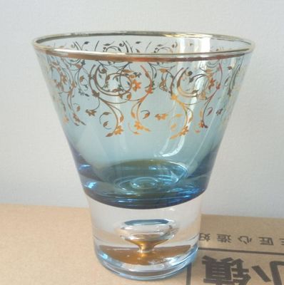 คุณภาพ Blue Color Golden Rim Stemless Crystal Cocktail Glasses โรงงาน