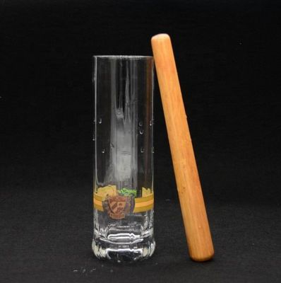คุณภาพ 8" Cylinder Crystal Cocktail Glasses With Wood Pestle โรงงาน