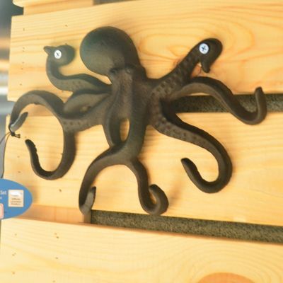 คุณภาพ Wall Mounted Creative Octopus Cast Iron Hat Hooks โรงงาน