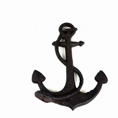 คุณภาพ Decorative Anchor Shape Black Iron Coat Hooks Cast Iron Crafts โรงงาน