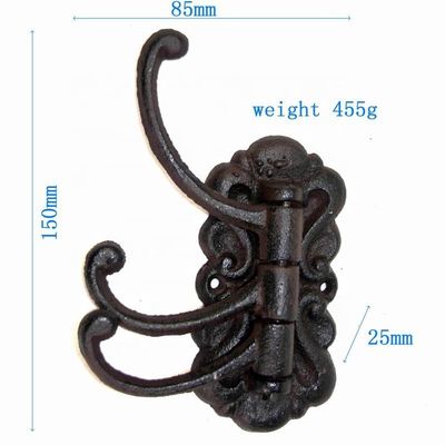 คุณภาพ Vintage Black Iron Hooks Cast Iron Crafts For Entryway โรงงาน