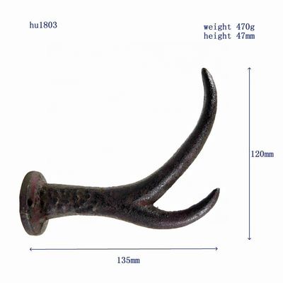 คุณภาพ Deer Antler Cast Iron Wall Hooks Cast Iron Crafts Rust โรงงาน