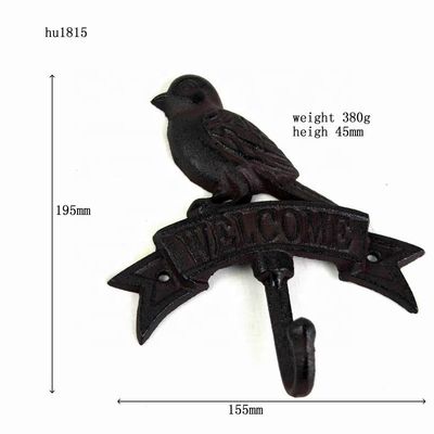 คุณภาพ Antique Wall Mount Bird shape Black Iron Coat Hooks โรงงาน