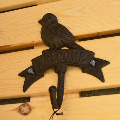 คุณภาพ Antique Wall Mount Bird shape Black Iron Coat Hooks โรงงาน