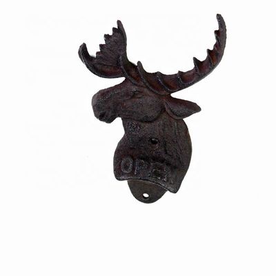 คุณภาพ Home Decor Deer Head Brown Rust Cast Iron Bottle Opener โรงงาน