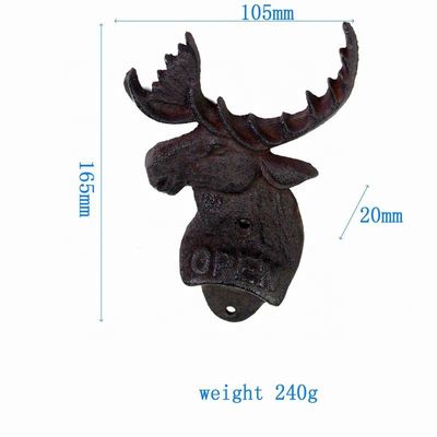 คุณภาพ Home Decor Deer Head Brown Rust Cast Iron Bottle Opener โรงงาน