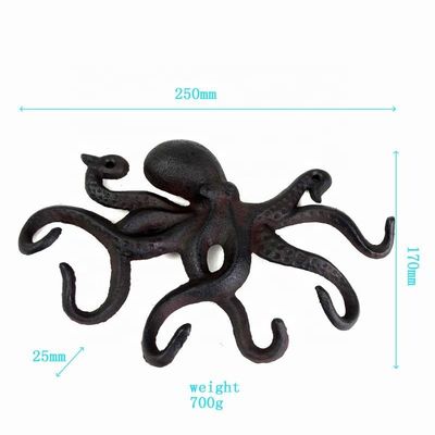 คุณภาพ Wall Mounted Creative Octopus Cast Iron Hat Hooks โรงงาน