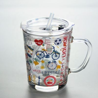 คุณภาพ Cartoon Crystal Drinking Glass With Lid And Silicate Straw โรงงาน