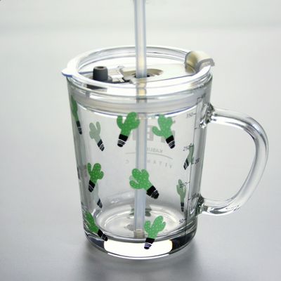 คุณภาพ Cartoon Crystal Drinking Glass With Lid And Silicate Straw โรงงาน