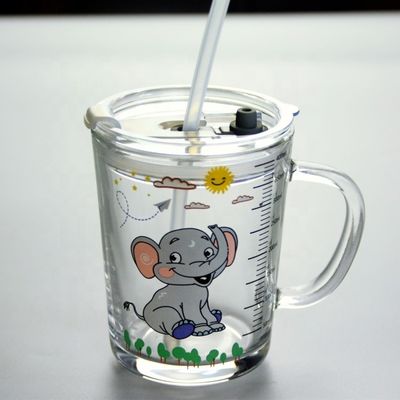 คุณภาพ Cartoon Crystal Drinking Glass With Lid And Silicate Straw โรงงาน