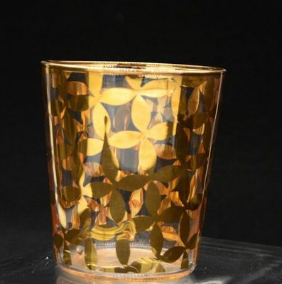 คุณภาพ Gold Print High End Stemless Wine Glass Tumbler , Crystal Highball Glasses โรงงาน