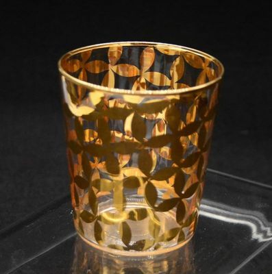 คุณภาพ Gold Print High End Stemless Wine Glass Tumbler , Crystal Highball Glasses โรงงาน