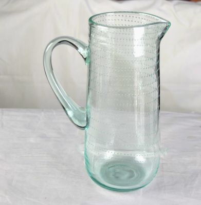 คุณภาพ Recycle Green Spiraling Bubbles  Glass Water Pitcher , Large Glass Pitcher โรงงาน