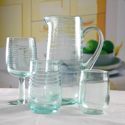 คุณภาพ Recycle Green Spiraling Bubbles  Glass Water Pitcher , Large Glass Pitcher โรงงาน