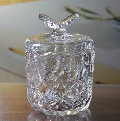 คุณภาพ Butterfly Embossed Creative Crystal Glass Storage Jars โรงงาน