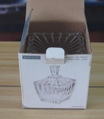 คุณภาพ Square Optic Stripes Glass Storage Jars For Candy โรงงาน