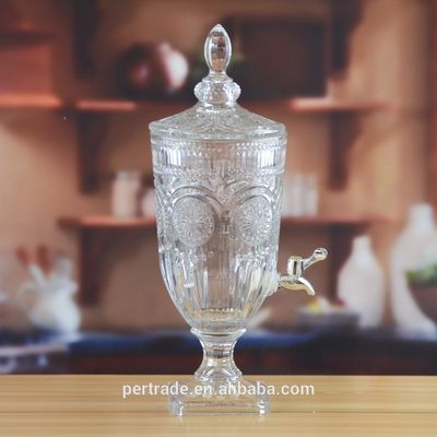 คุณภาพ Deep Cutted Engraved 5l Glass Jar With Lid . Glass Food Storage Jars โรงงาน
