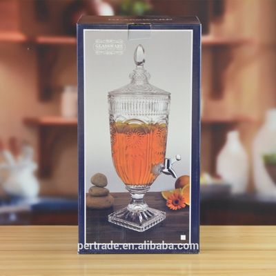 คุณภาพ Deep Cutted Engraved 5l Glass Jar With Lid . Glass Food Storage Jars โรงงาน