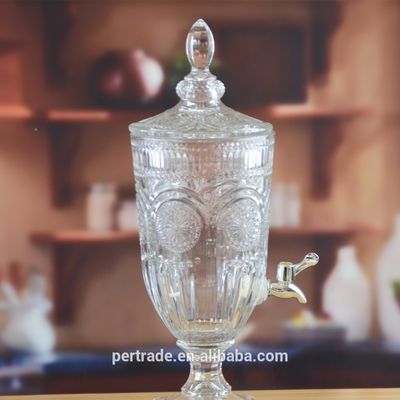 คุณภาพ Deep Cutted Engraved 5l Glass Jar With Lid . Glass Food Storage Jars โรงงาน