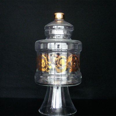 คุณภาพ Large Footed Glass Storage Jars With Gold Decoration Decal โรงงาน