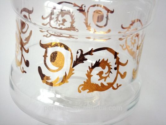 คุณภาพ Large Footed Glass Storage Jars With Gold Decoration Decal โรงงาน
