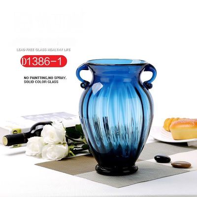 คุณภาพ Solid Color Two Ears Glass Bottle Vase , Flower Vase Glass For Home Decor โรงงาน