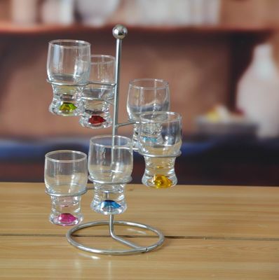 คุณภาพ Hand Made 6 Color Ball Bottom Unique Shot Glass Set โรงงาน