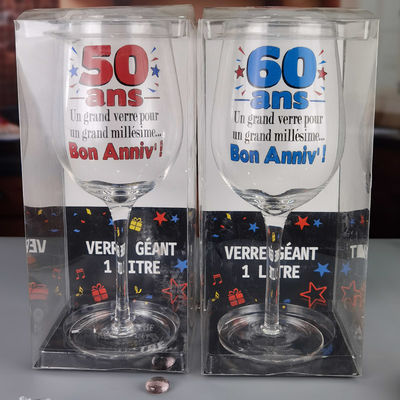 คุณภาพ Clear 1 Litre Giant Wine Glass With Anniversary Decor โรงงาน