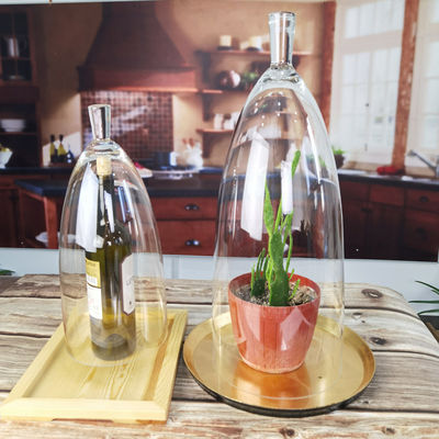 คุณภาพ Transparent Lead Free Handled 21" Glass Dome Cloche โรงงาน