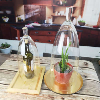 คุณภาพ Transparent Lead Free Handled 21" Glass Dome Cloche โรงงาน