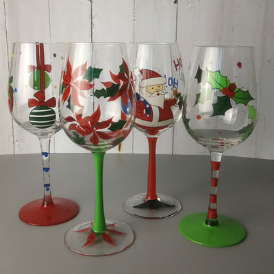 คุณภาพ FDA Holiday Gift Hand Painted Festival Wine Glass โรงงาน
