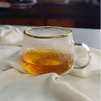 คุณภาพ Borosilicate Hammered Texture Tumbler Drinking Glasses With Golden Rim โรงงาน