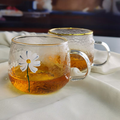 คุณภาพ Borosilicate Hammered Texture Tumbler Drinking Glasses With Golden Rim โรงงาน